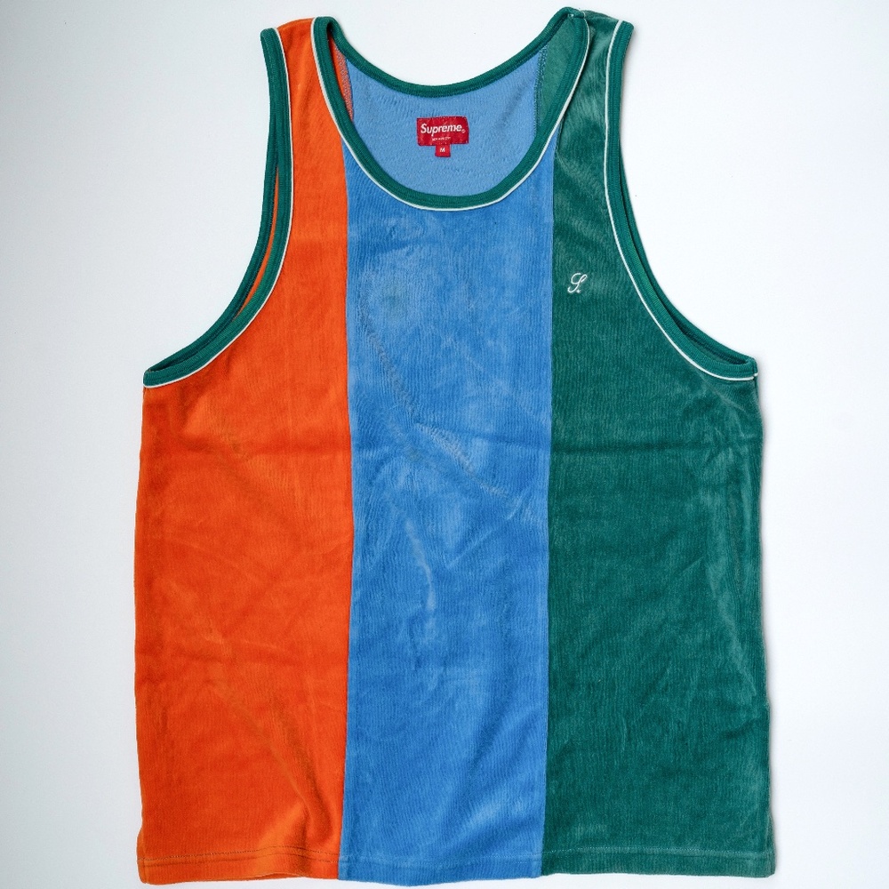 size M Supreme Velour Tank Top Green Blue Orange